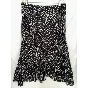 Polka Dot Maxi Skirt size large kick flare Lined Mesh Modest Whimsigoth Rafael
